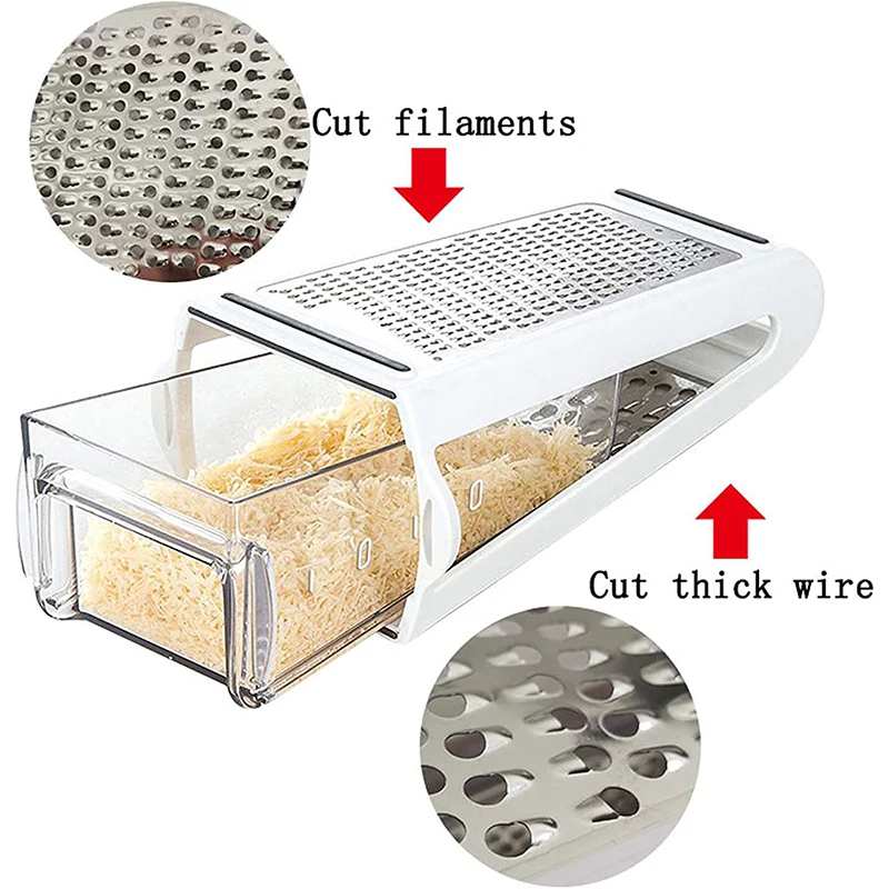 Cheese Grater Box - Double-sided Blades Cheese Grater Multifunctional Vegetable