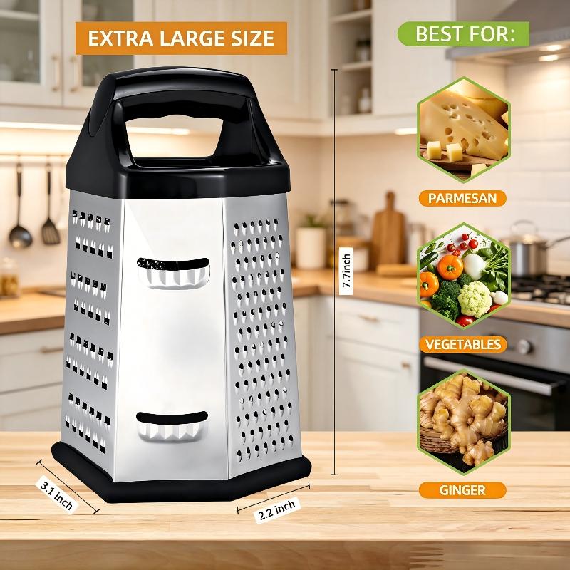 Cheese Grater Box - 6 Sided Stainless Steel Box Grater