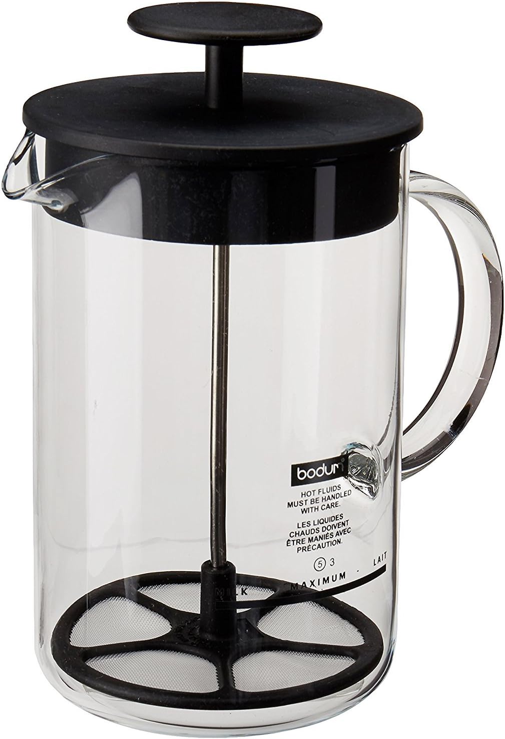 Milk Frother - Manual Milk Frother, 8 oz, Black,