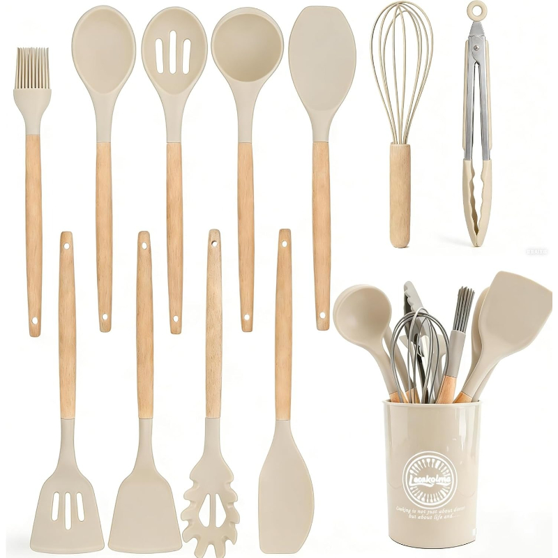 Wooden Handle Silicone Kitchen - Kitchen Gadgets And Utensils recension och pris