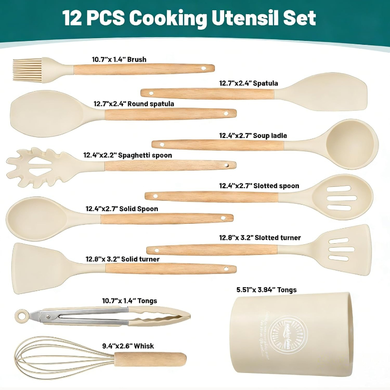 Wooden Handle Silicone Kitchen - Kitchen Gadgets And Utensils recension och pris