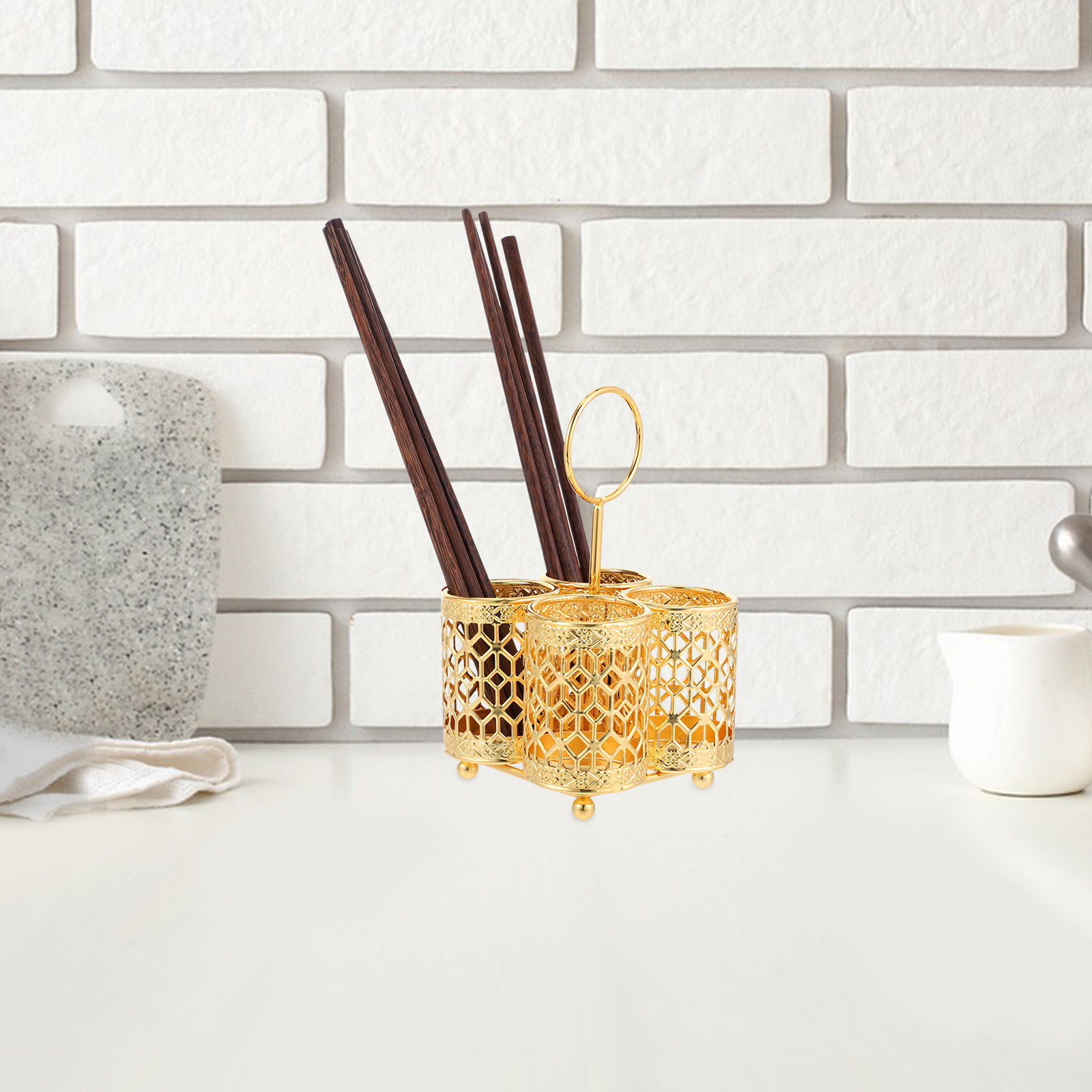 Wall Mounted Iron Chopstick Ca - Kitchen Utensil Holder recension och pris