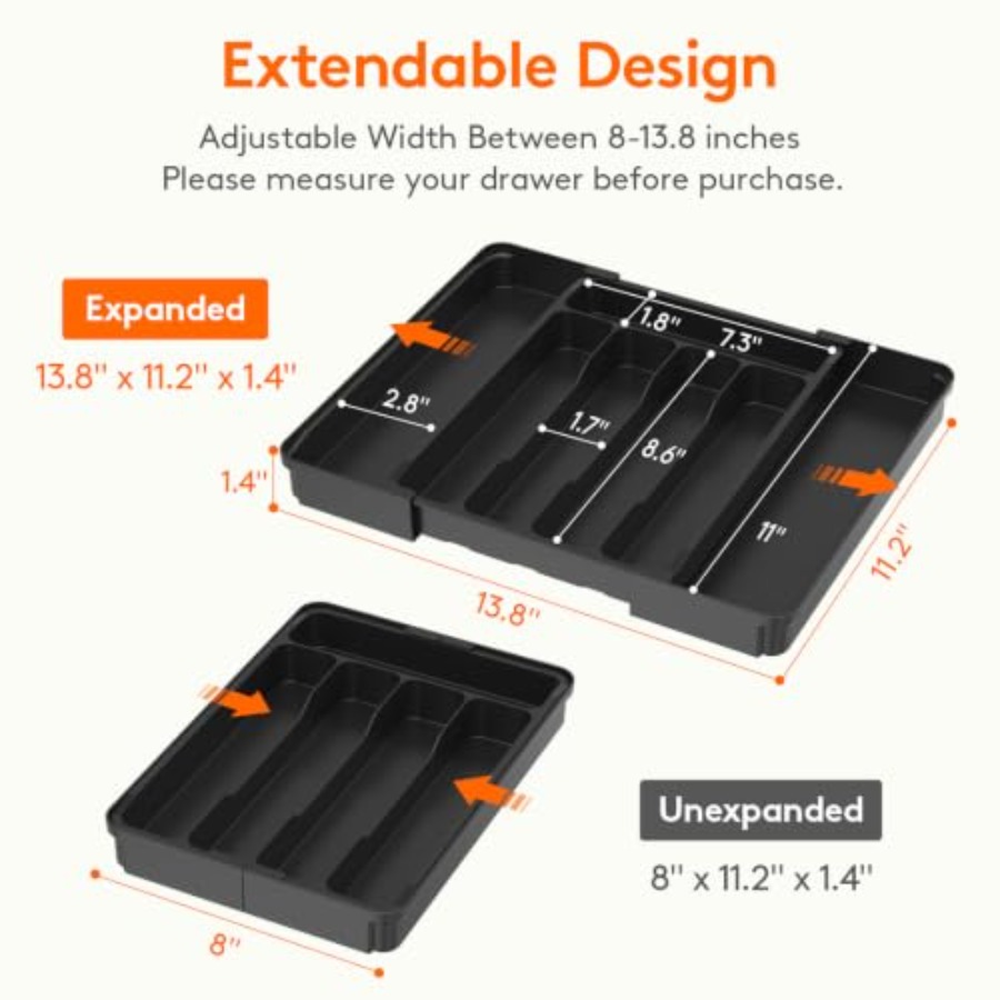 Expandable Silverware Organize - Kitchen Utensil Holder recension och pris